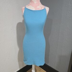 Le Lis Turquoise Sleeveless Super SEXY Mini Dress Lined